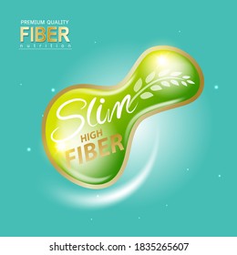 Fiber in Foods Slim Shape and Vitamin Concept Label Vector