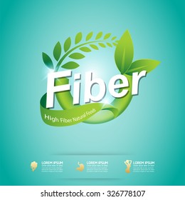 Fiber in Foods and Vitamin Vector Concept Label
