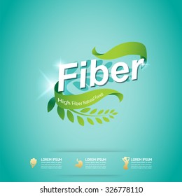 Fiber In Foods And Vitamin Vector Concept Label