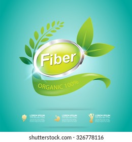 Fiber in Foods and Vitamin Vector Concept Label