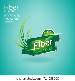 Fiber in Foods and Vitamin Vector Concept Label for Products.