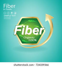 Fiber in Foods and Vitamin Vector Concept Label for Products.