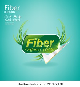Fiber In Foods And Vitamin Vector Concept Label For Products.