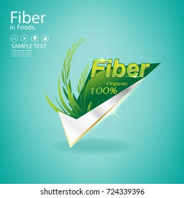 Fiber in Foods and Vitamin Vector Concept Label for Products.