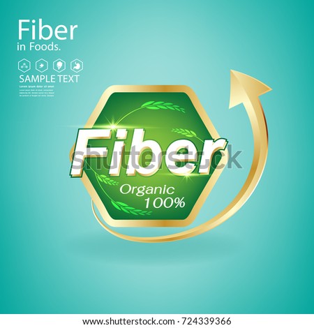 Fiber in Foods and Vitamin Vector Concept Label for Products.