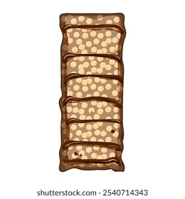 Barra de granola de fibra de dibujos animados. masticable crujiente, orgánico sin gluten, vegano signo de barra de granola de fibra natural. símbolo aislado Ilustración vectorial