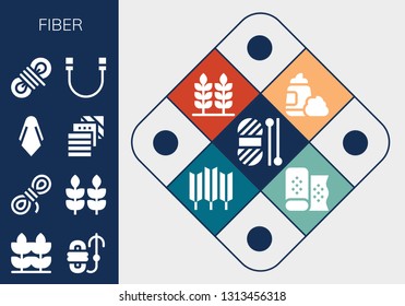 fiber icon set. 13 filled fiber icons.  Simple modern icons about  - Wool, Wheat, Rope, Silk, Fabric, Foam