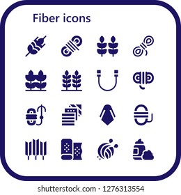  fiber icon set. 16 filled fiber icons. Simple modern icons about  - Wheat, Rope, Fabric, Silk, Yarn ball, Foam