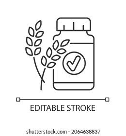 Fiber linear icon. Healthy digestion supplements. Dietary products to manage weight. Thin line customizable illustration. Contour symbol. Vector isolated outline drawing. Editable stroke - Shutterstock ID 2064638837
