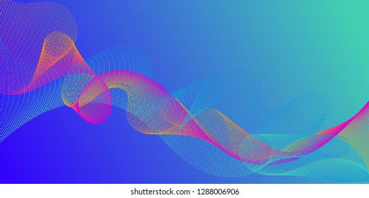 Fiber lines geometric simple background. Gradient curves flow effect illusion fancy background. Uneven curl lines ripple texture design. Contemporary vector graphics with bent waves.