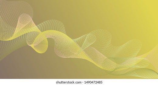 Fiber lines geometric simple background. Contemporary vector graphics with bent waves. Uneven curl lines ripple texture design. Smooth filament curves motion creative background.