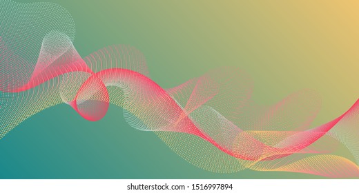 Fiber lines geometric simple background. Gradient curves flow effect illusion fancy background. Uneven curl lines ripple texture design. Contemporary vector graphics with bent waves.