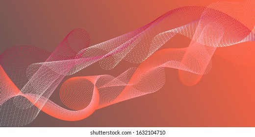 Fiber lines geometric simple background. Overlapping curves card backdrop simple design. Uneven bent lines ripple effect graphics. Colorful fashionable poster smoky vector pattern.