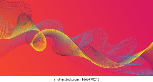 Fiber lines geometric simple background. Stylish progressive technology vector wallpaper. Uneven curl lines ripple texture design. Gradient curves flow effect illusion fancy background.