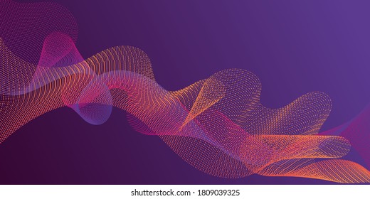 Fiber lines geometric simple background. Overlapping curves card backdrop simple design. Uneven curl lines ripple texture design. Colorful fashionable poster smoky vector pattern.