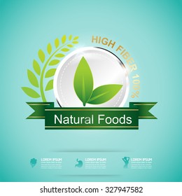 Fiber Natural Foods and Vitamin for Slim Shape Concept Label Vector