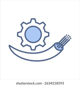 Ilustração de vetor de ícone azul de fibra óptica