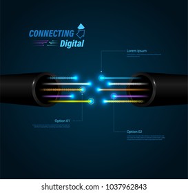 Fiber optic cable for connecting concept. Vector illustration for network technology.