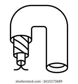 Fiber optic cable cord thin line icon, electronic equipment concept. Vector graphics. Wire with signal guard sign on white background, style mobile or design
