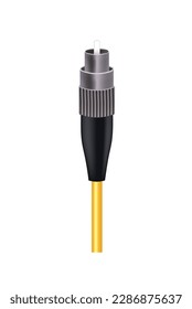 Fiber optic cable with FC connector. vector