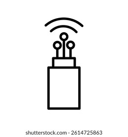Fiber optic cable icon black and white vector sign