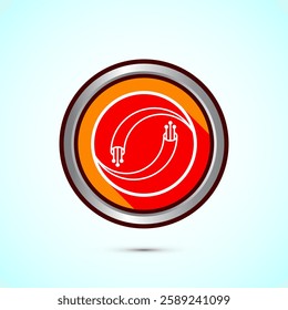 Fiber optic cable icon design illustration. Electric wire sign, digital internet, Orange color shadow button design