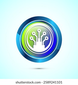 Fiber optic cable icon design illustration. Electric wire sign, digital internet, Glossy round button design