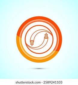 Fiber optic cable icon design illustration. Electric wire sign, digital internet, Orange color button design