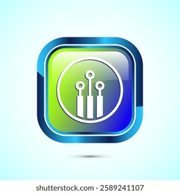 Fiber optic cable icon design illustration. Electric wire sign, digital internet, Glossy square button design