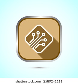 Fiber optic cable icon design illustration. Electric wire sign, digital internet, Gold color shadow button design
