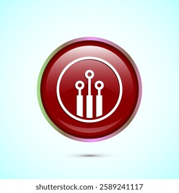 Fiber optic cable icon design illustration. Electric wire sign, digital internet, Red color round button design