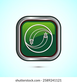 Fiber optic cable icon design illustration. Electric wire sign, digital internet, Green color square button design