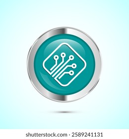 Fiber optic cable icon design illustration. Electric wire sign, digital internet, Teal color round button design