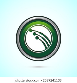 Fiber optic cable icon design illustration. Electric wire sign, digital internet, Green color round button design