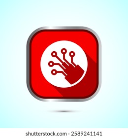 Fiber optic cable icon design illustration. Electric wire sign, digital internet, Red color shadow button design
