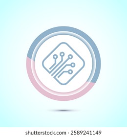 Fiber optic cable icon design illustration. Electric wire sign, digital internet, Red color button design