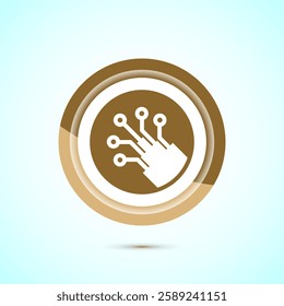 Fiber optic cable icon design illustration. Electric wire sign, digital internet, Gold color button design