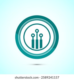 Fiber optic cable icon design illustration. Electric wire sign, digital internet, Teal color button design