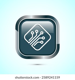 Fiber optic cable icon design illustration. Electric wire sign, digital internet, Gray color square button design