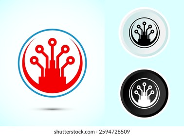 Fiber optic cable icon design illustration. Electric wire sign, digital internet, Color black and white