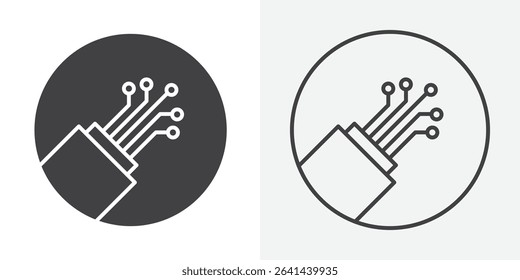 Fiber optic cable icon Line graphics illustration