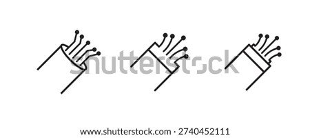 Fiber optic cable icon Line Art Logo set