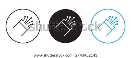 Fiber optic cable icon Line Art Logo set