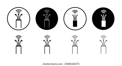 Fiber optic cable icon linear logo isolated