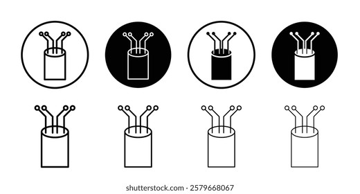 Fiber optic cable icon Outline thin set pack series