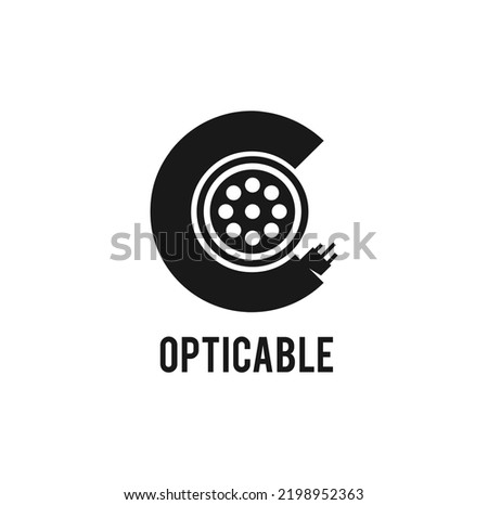Fiber Optic Cable and letter C. Logo design. Vector Illustration.