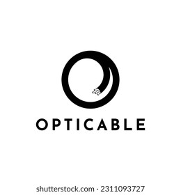 Fiber optic cable logo design template, cable in the shape of the letter o