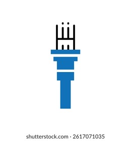 Fiber Optic Cable logo icon illustration flat