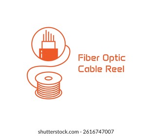 Fiber optic cable reel icon design illustration