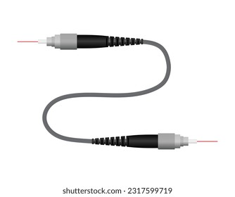 Fiber optic cable with SC, LC, FC and ST connector. vector illustration EPS10.